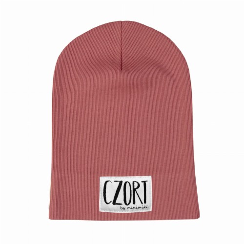 Cienka czapka dziecięca Minimiki prążek strawberry cream Czort