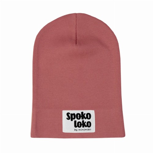 Cienka czapka dziecięca Minimiki prążek strawberry cream Spoko Loko