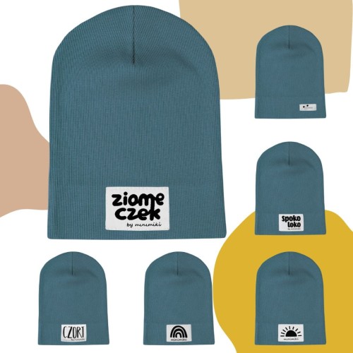 Cienka czapka prążkowana dziecięca na wiosnę Minimiki arctic blue