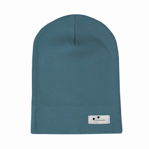 Cienka czapka prążkowana dziecięca na wiosnę Minimiki arctic blue