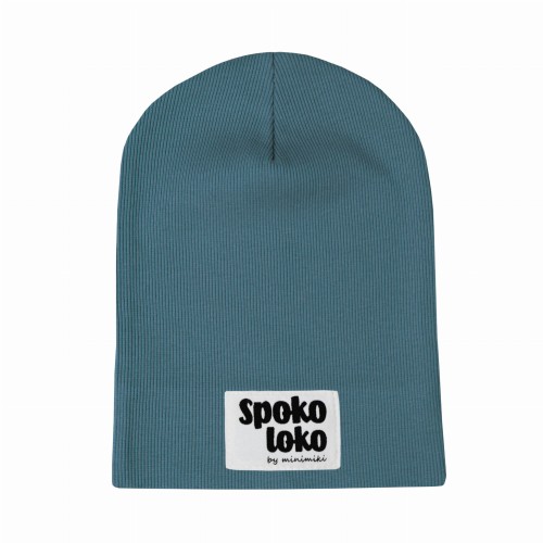 Cienka czapka prążkowana dziecięca na wiosnę Minimiki arctic blue Spoko Loko