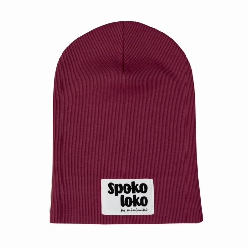 Cienka czapka prążkowana dziecięca na wiosnę Minimiki bordowa  Spoko Loko