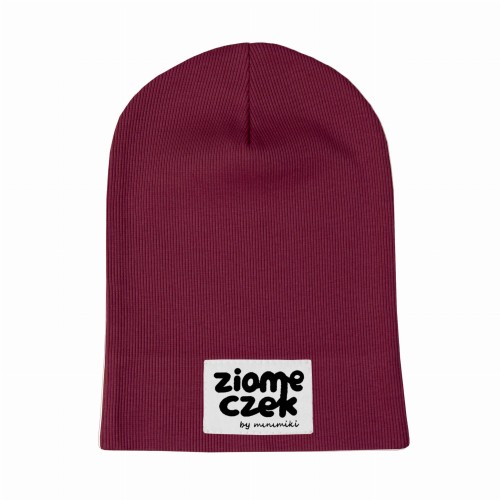 Cienka czapka prążkowana dziecięca na wiosnę Minimiki bordowa Ziomeczek
