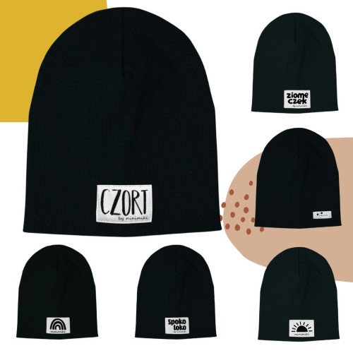 Czapka dziecięca prążek podwójna Minimiki czarna