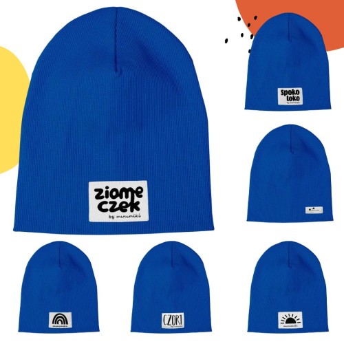 Czapka prążkowana podwójna chabrowa Minimiki