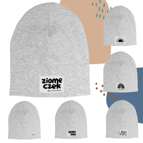 Dziecięca czapka podwójna prążkowana szary melanż Minimiki