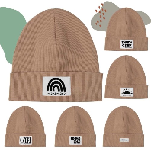 Dziecięca czapka podwójna wywijana beanie Minimiki cappuccino