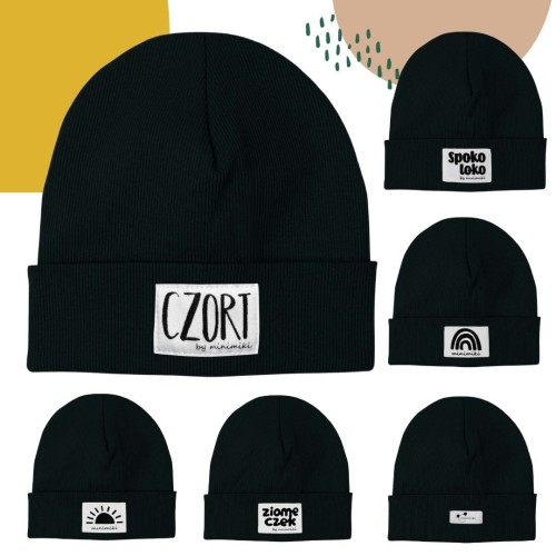 Dziecięca czapka podwójna wywijana beanie Minimiki czarna