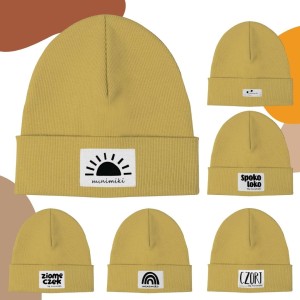 Słomkowy żółty czapka prążkowana beanie - Czort, Ziomeczek i inne metki