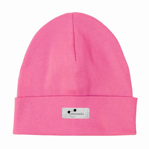 Dziecięca czapka prążkowana wywijana beanie Minimiki candy pink