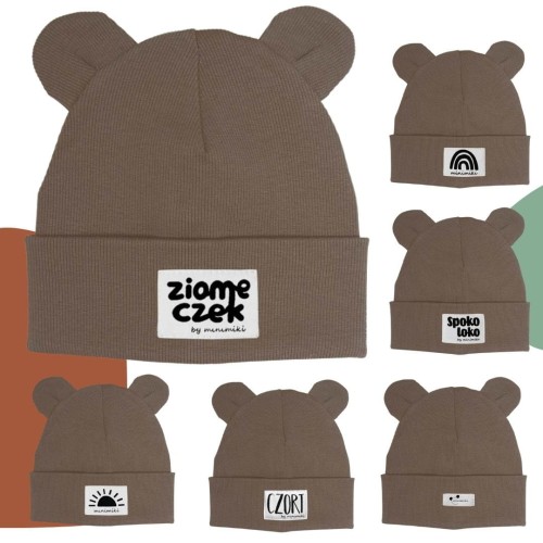 Mocca czapka prążkowana beanie z uszkami - Czort, Ziomeczek i inne metki