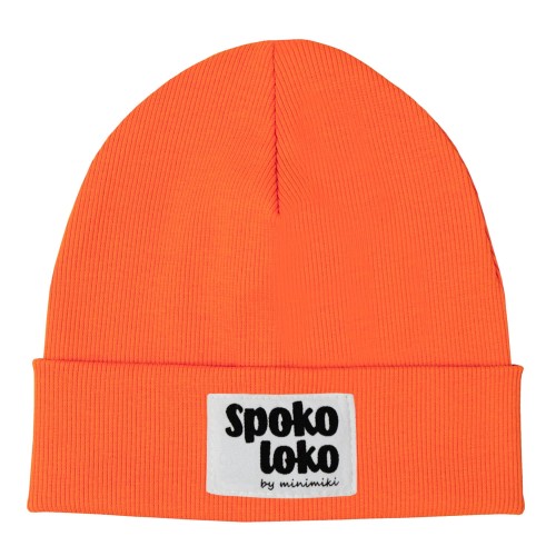 Czapka dziecięca prążek beanie Minimiki electric orange spoko loko