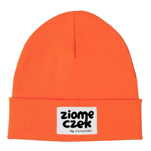 Czapka dziecięca prążek beanie Minimiki electric orange Ziomeczek