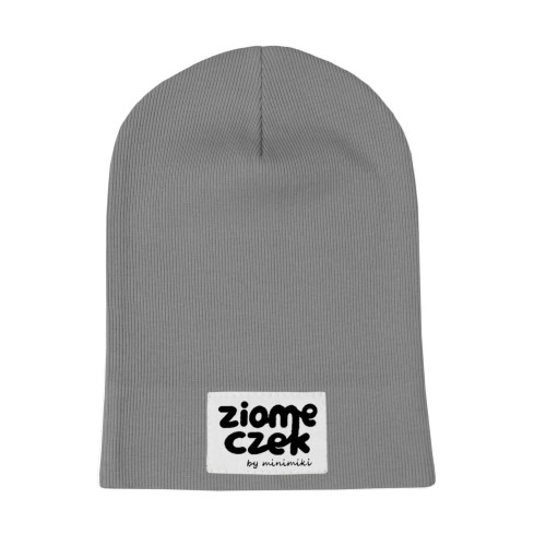 Cienka czapka prążkowana dziecięca na wiosnę Minimiki stalowa ziomeczek