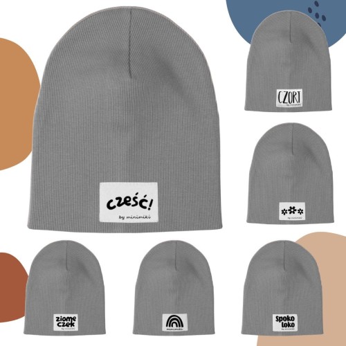 Dziecięca czapka prążkowana wiosna jesień Minimiki stalowa szara