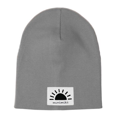 Dziecięca czapka prążkowana wiosna jesień Minimiki stalowa szara zachód słońca