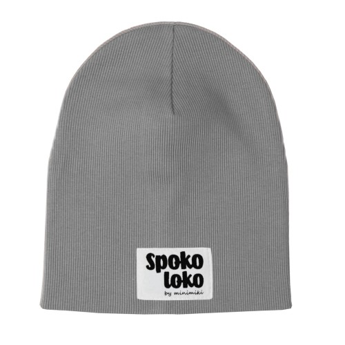 Dziecięca czapka prążkowana wiosna jesień Minimiki stalowa szara spoko loko
