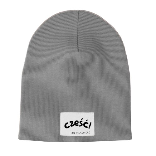 Dziecięca czapka prążkowana wiosna jesień Minimiki stalowa szara cześć