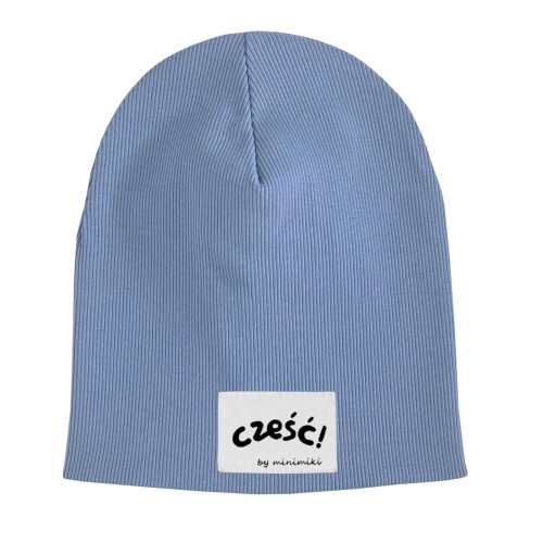 Czapka prążkowana podwójna jesienna Minimiki vintage blue cześć