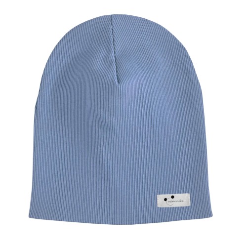 Czapka prążkowana podwójna jesienna Minimiki vintage blue logo