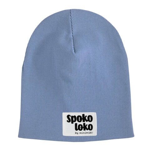 Czapka prążkowana podwójna jesienna Minimiki vintage blue spoko loko