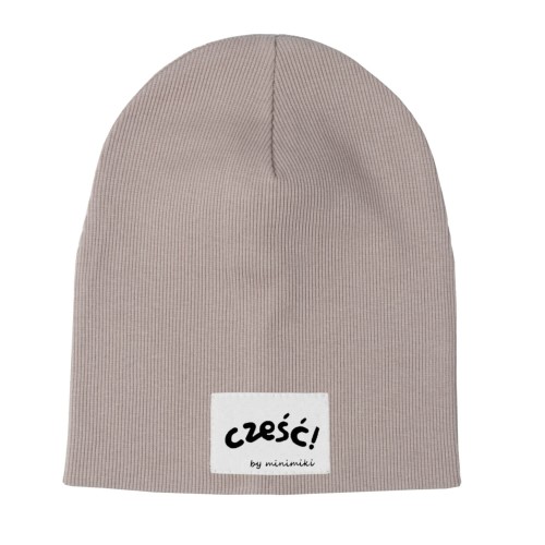 Czapka prążkowana podwójna jesienna Minimiki sand beige cześć