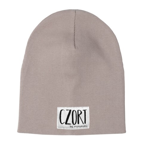 Czapka prążkowana podwójna jesienna Minimiki sand beige czort