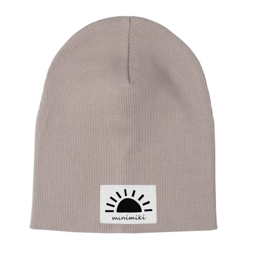 Czapka prążkowana podwójna jesienna Minimiki sand beige zachód słońca