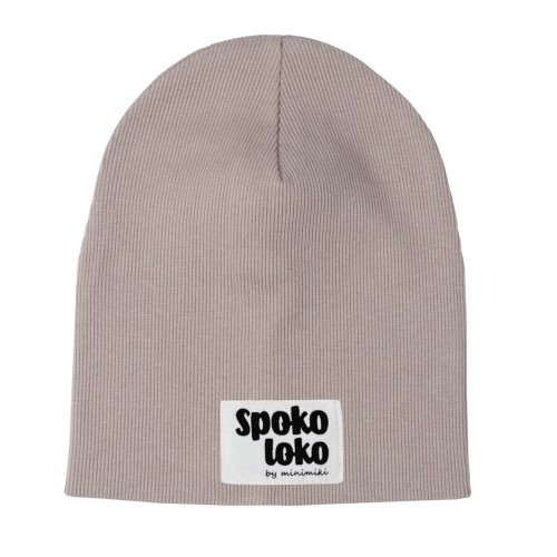 Czapka prążkowana podwójna jesienna Minimiki sand beige spoko loko