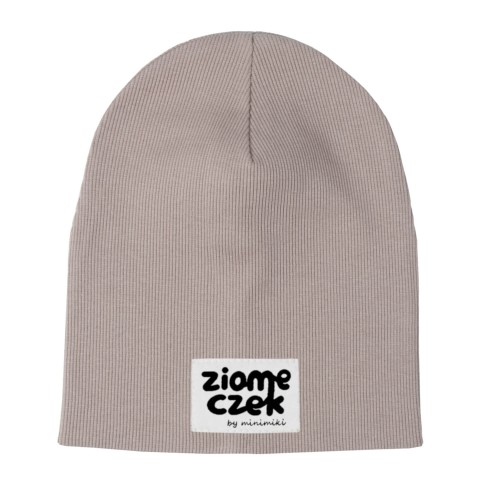 Czapka prążkowana podwójna jesienna Minimiki sand beige ziomeczek