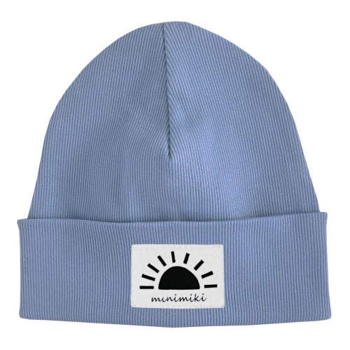 Czapka dziecięca wywijana beanie Minimiki vintage blue zachód słońca