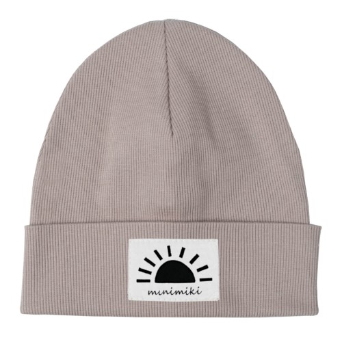 Czapka dziecięca wywijana beanie Minimiki sand beige zach,ód słońca
