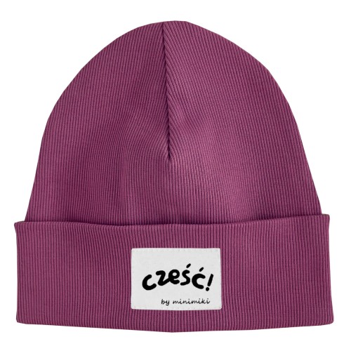 Czapka prążkowana beanie dziecięca Minimiki wrzos cześć