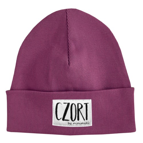Czapka prążkowana beanie dziecięca Minimiki wrzos czort