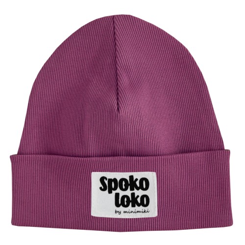 Czapka prążkowana beanie dziecięca Minimiki wrzos spoko loko
