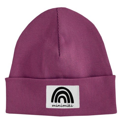 Czapka prążkowana beanie dziecięca Minimiki wrzos tęcza