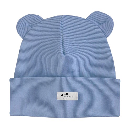 Czapka prążkowana beanie dziecięca Minimiki vintage blue logo