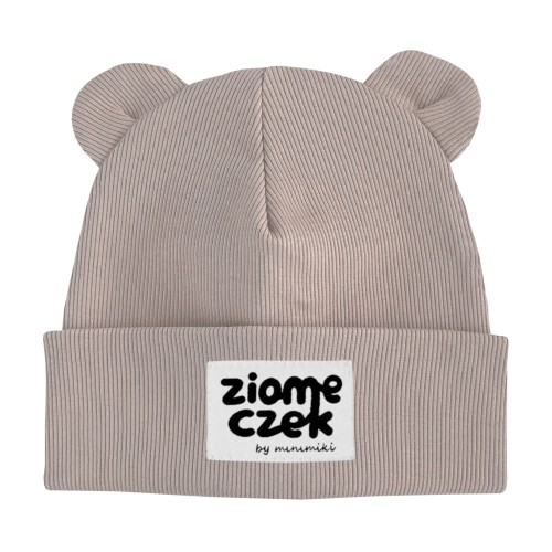 Czapka prążkowana beanie uszatka dziecięca Minimiki sand beige ziomeczek