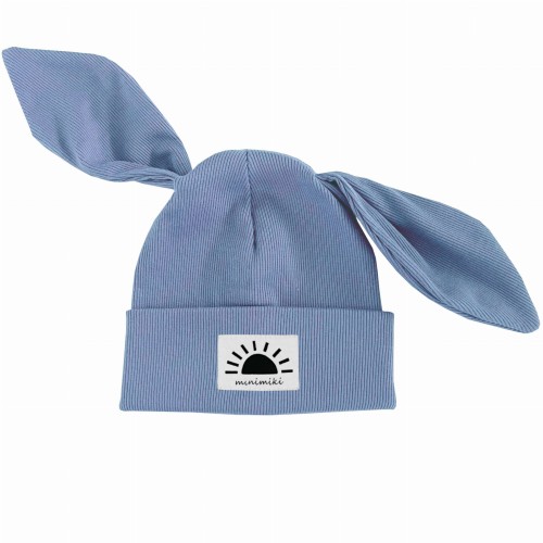 Czapka dziecięca z uszkami BiBi Minimiki vintage blue zachód słońca