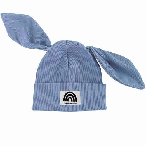 Czapka dziecięca z uszkami BiBi Minimiki vintage blue tęcza