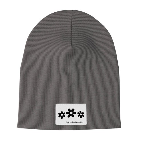 Podwójna czapka prążkowana dziecięca Minimiki stone kwiatki
