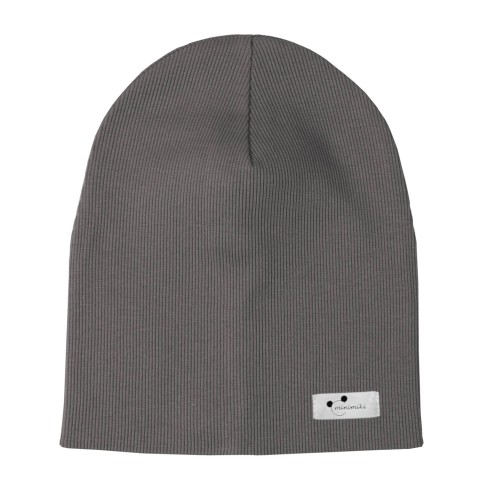 Podwójna czapka prążkowana dziecięca Minimiki stone logo