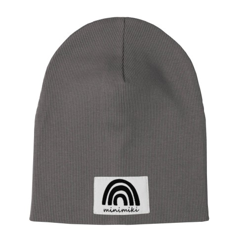 Podwójna czapka prążkowana dziecięca Minimiki stone tęcza