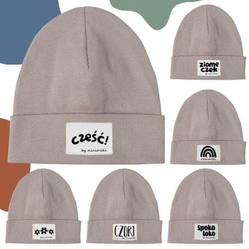 Czapka prążkowane beanie piaskowy beż Minimiki