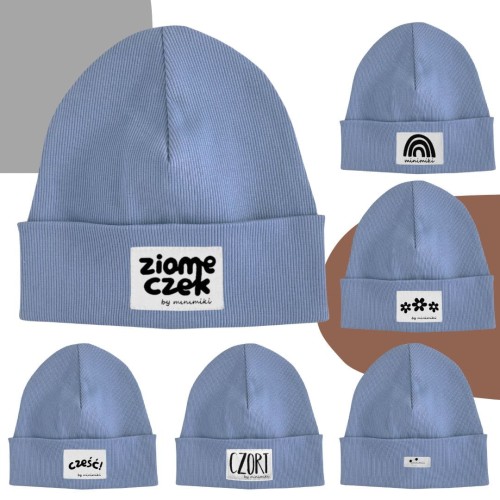 Czapka prążkowana beanie vintage blue Minimiki