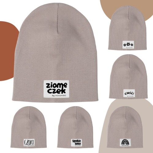 Czapka prązkowana podwójna Minimiki piaskowy beż