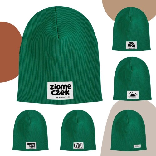 Czapka podwójna prążkowana Minimiki butelkowa zieleń