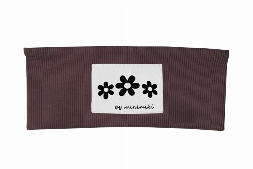 Opaska dziecięca prążkowana Minimiki czekolada Kwiatki