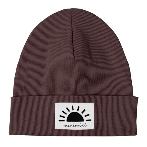 Czapka dziecięca prążkowana beanie Minimiki czekolada Zachód Słońca
