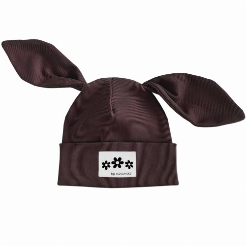 Czapka z uszami BiBi Minimiki czekolada kwiatki